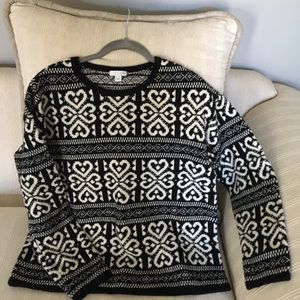 JJill sweater in unique  black & ivory pattern